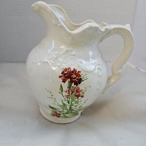 Vintage 80s Arnel's Handpainted by Cathy Floral Pitcher